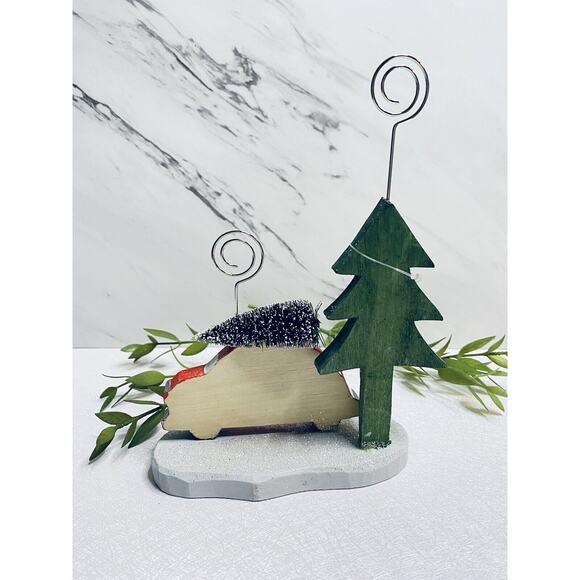 St. Nicholas Square Wood Car with Tree Photo Clips NWOT - Picture 2 of 4